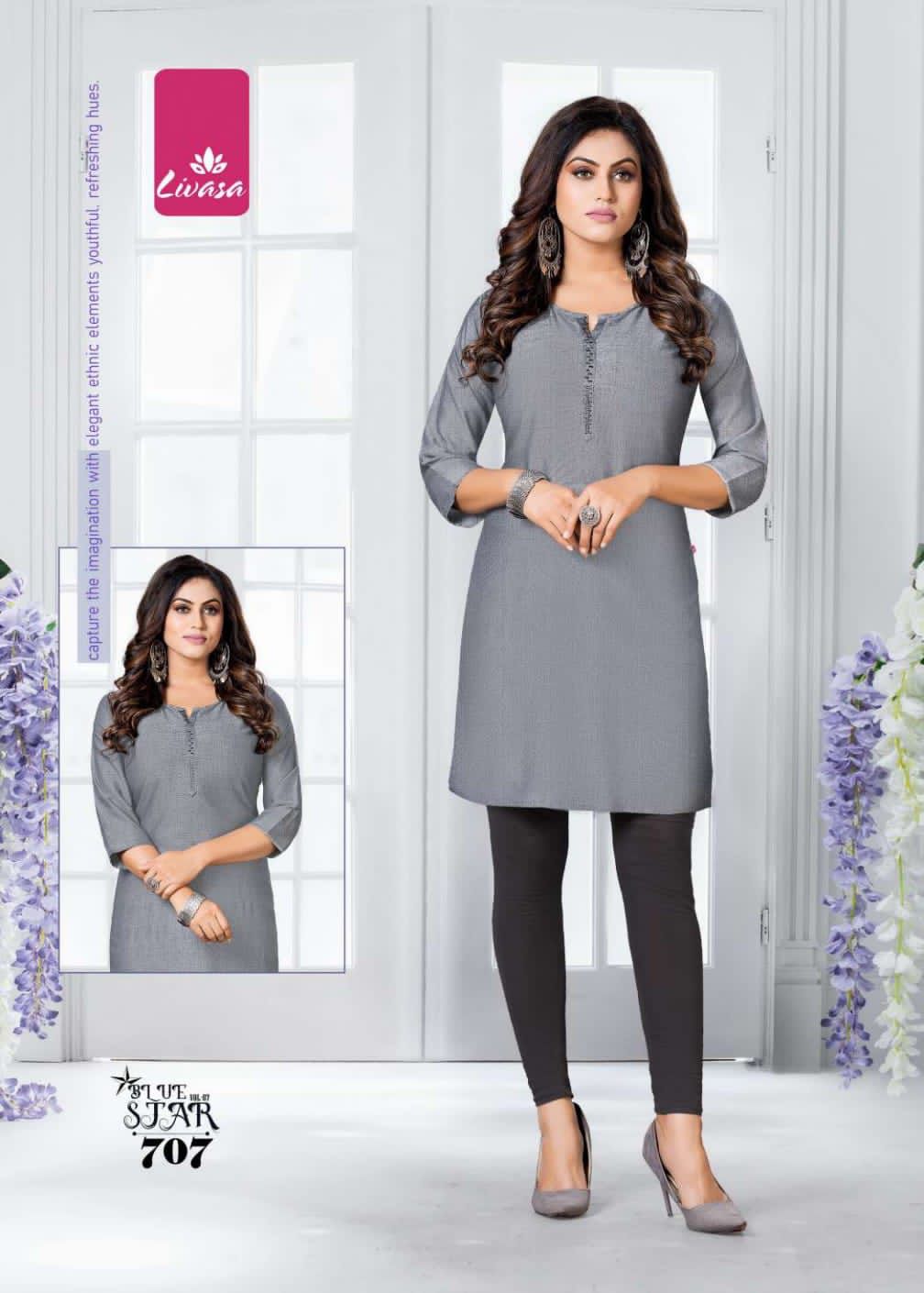 Livasa Blue Star 7 Rayon Printed Daily Wear Kurti Collection